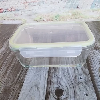 

Glass Lunch Box Microwave oven heating refrigerated sealed leakproof food container transparent food bento box 4.8