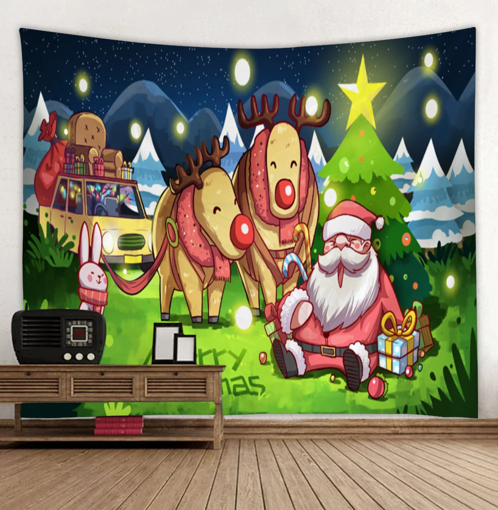Рождественский праздничный гобелен, Рождественская елка Tapzi, мультипечатный домашний декор, настенный арт коврик для пикника большого размера плюс - Цвет: Цвет