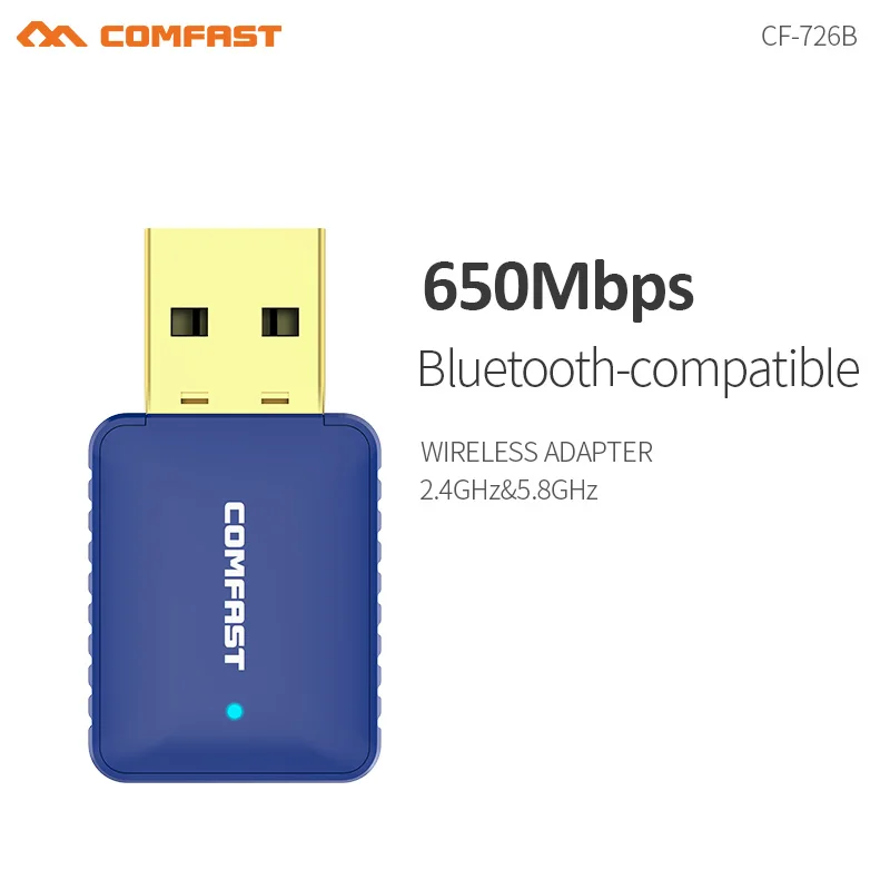 650Mbps Dual Band WiFi Adapter 2.4G & 5.8 GHz Network Card USB