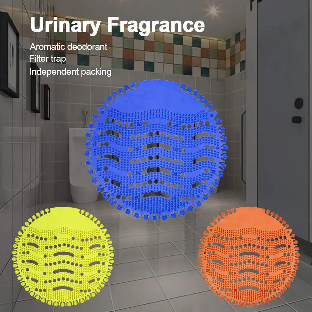 

3 pcs Urinal Screen 3 Colors 3 Fragrance Toilet Deodorizer Aromatic Wave Neutralizer Pad Sanitary Scent Cover with Date Tabs