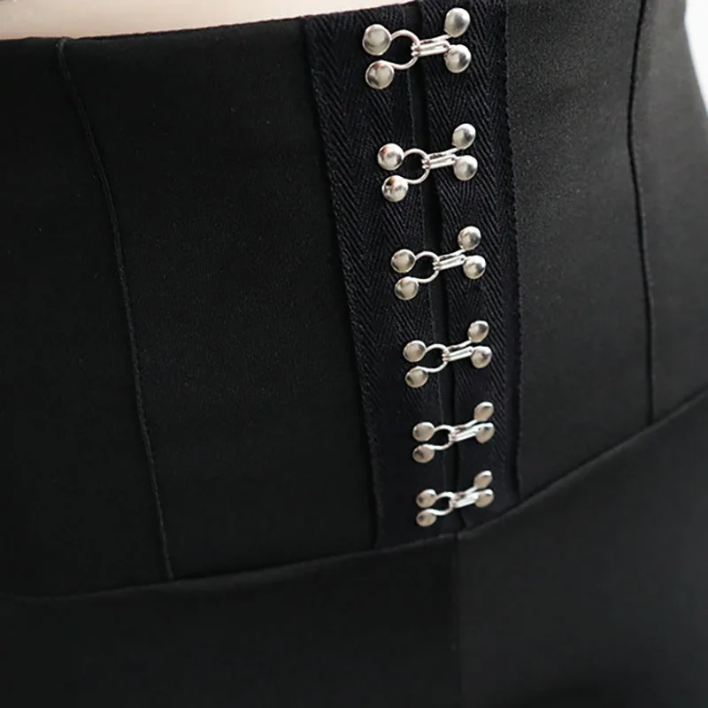 ladies autumn and winter new black high waist button hip breathable casual fashion simple leggings trousers sweatpants
