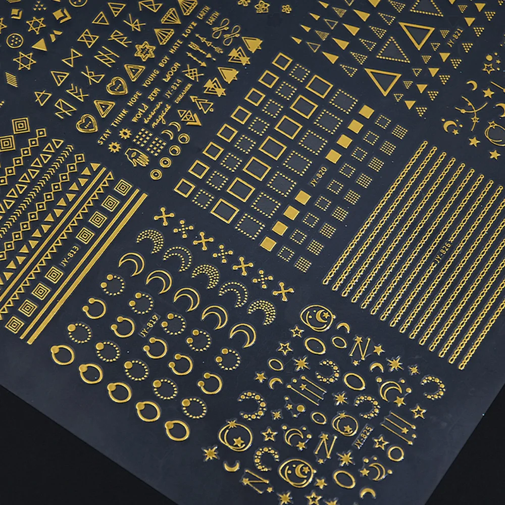 

30Sheet/Set Nail Stickers 3D Flower Rivet Moon Star Hollow Gold Decals Adhesive Hot Stamping Manicure Nail Art Decorations KG/91