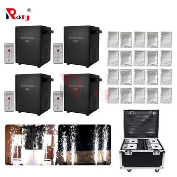 

4pcs with Flightcase &20 powders Wedding Mini 650w Cold Spark Machine DMX Remote control No-irritating Smell Spark machine Party