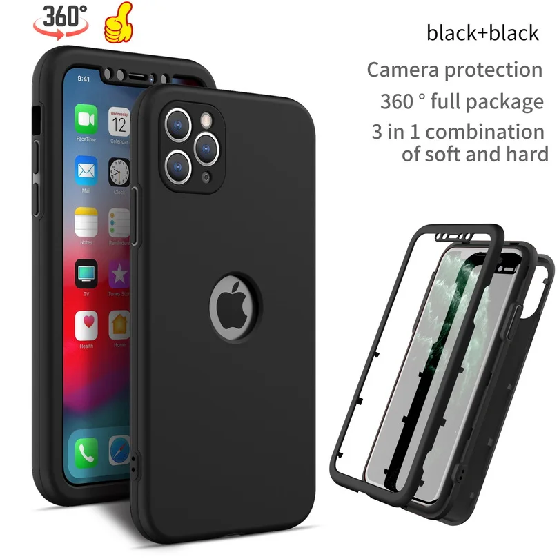 clear case iphone 13 3 in 1 fully protected Phone Case For Apple iPhone 13 12 11 Pro Max mini SE 2020 X XR XS Max 7 8 Plus Mate Shockproof Cover best iphone 13 case