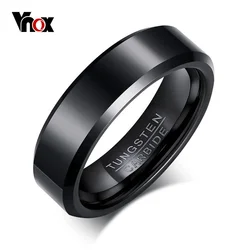 Elegant Black Tungsten Carbide Men's Wedding Band - 6mm Wide - 8 (Gold Color)