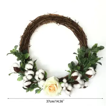 

Artificial Flowers Cotton Rose Wreath Spring Wreath Outdoor for Front Door