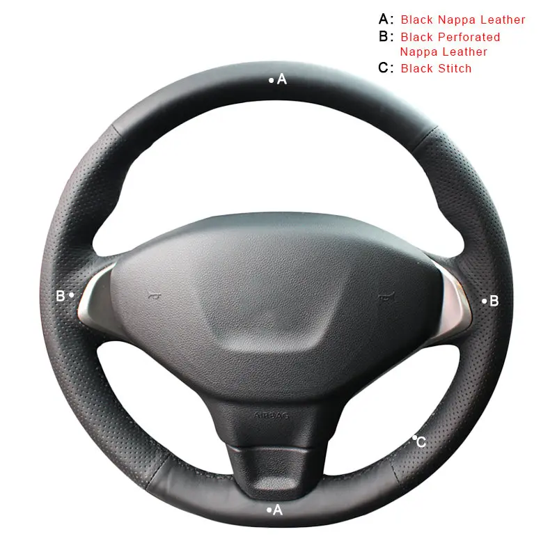 Top Layer Leather Автомобильная оплетка на рулевом колесе Крышка для peugeot 301 DIY Ручная сшитая интерьерная фурнитура DIY Авто Крышка оплетка автостайлинг - Название цвета: Top Layer Leather