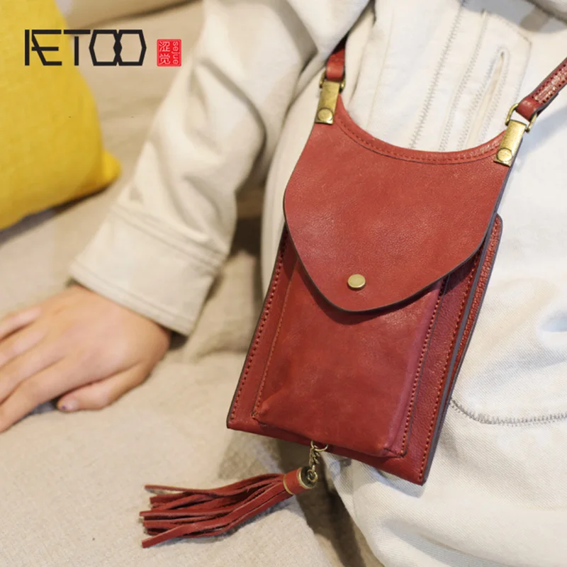 

BJYL Red leather small square bag, summer simple mobile phone bag, key zero wallet, cute small slanted bag