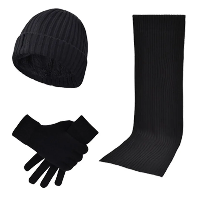 3 шт./компл. шапка шарф наборы перчаток унисекс вязанные шапки-бобы Для женщин Для мужчин теплая повязка на голову+ 1 пара полный палец перчатки сенсорные перчатки 9911