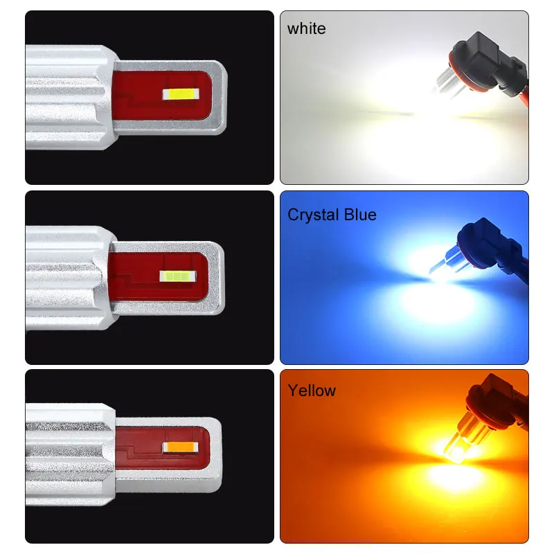 2 шт. CANbus H11 H8 светодиодный автомобильный противотуманный фонарь H9 H16(IP) 9005 9006 H7 2000Lm 6000K белый 3000K желтый кристалл синий авто DRL Foglamp