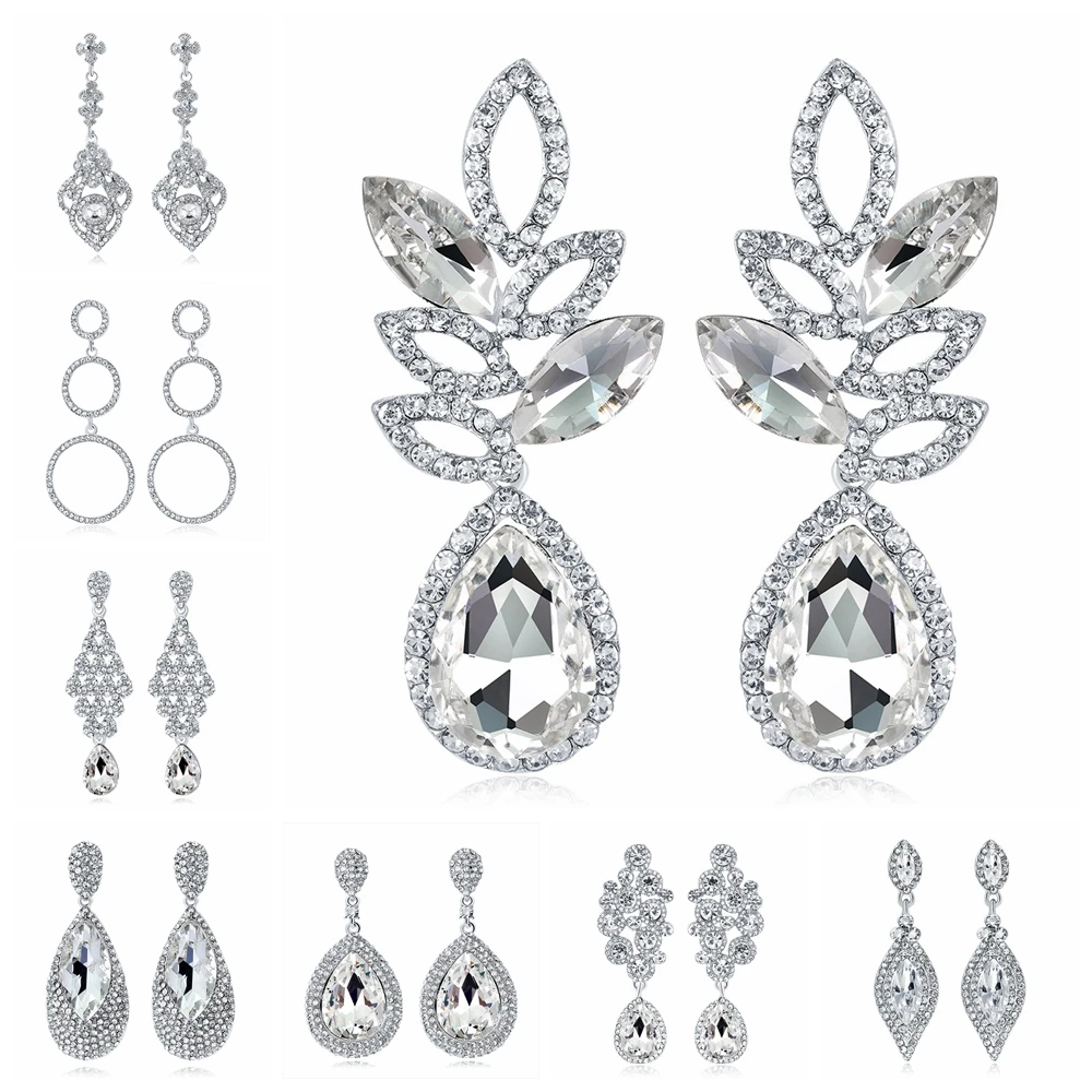 

Dangle Earring For Women Luxury High Quality Fashion Crystal Geometric Shape Heart Drop Charming Drop Earring