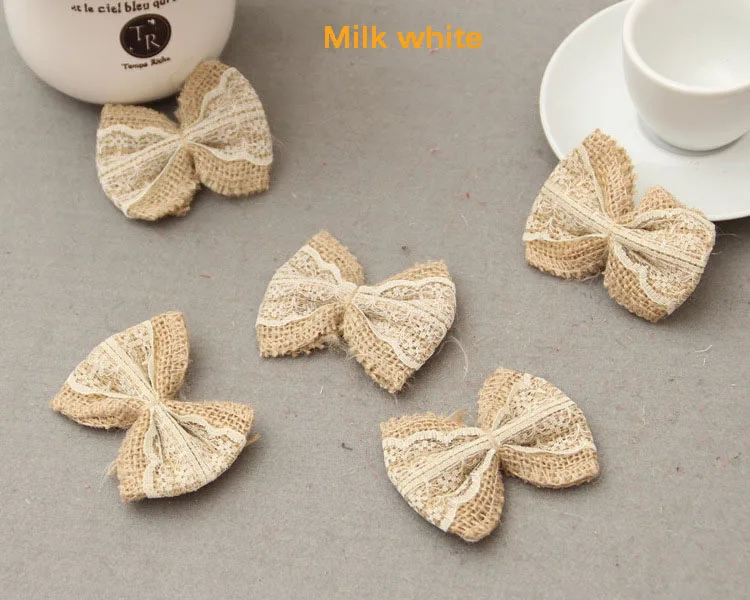 milk white 10 шт., 14 цветов, льняные модельные туфли с бантом и шляпы, аксессуары для ручной работы с кружевным бантом, подарочные струны, рождественские и вечерние принадлежности - Цвет: milk white