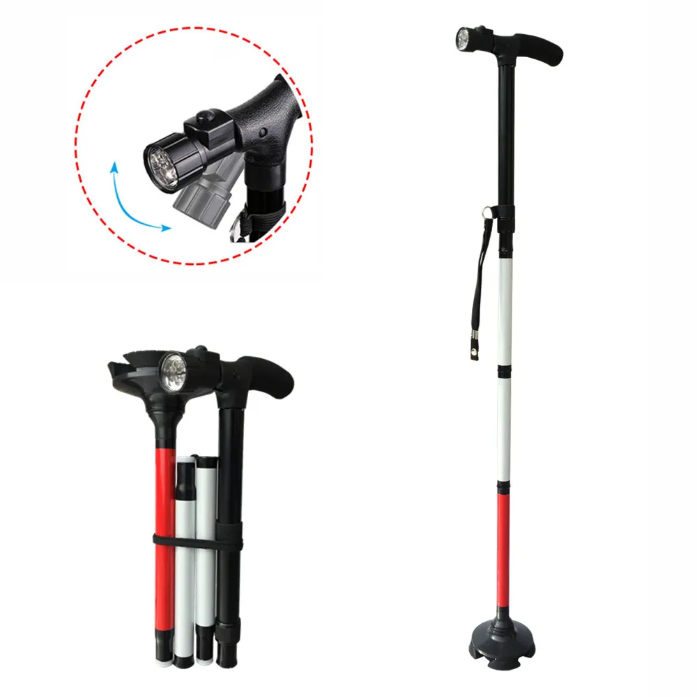 

Adjustable Folding Walking Cane for the Blind, 88cm - 98cm,Walking Stick with LED Light,Folds Down 4 Sections