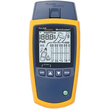 

Fluke Networks MS2-100 MicroScanner2 Copper Cable Verifier with Built-In IntelliTone Toning, Troubleshoots RJ11, RJ45, Coax, Tes