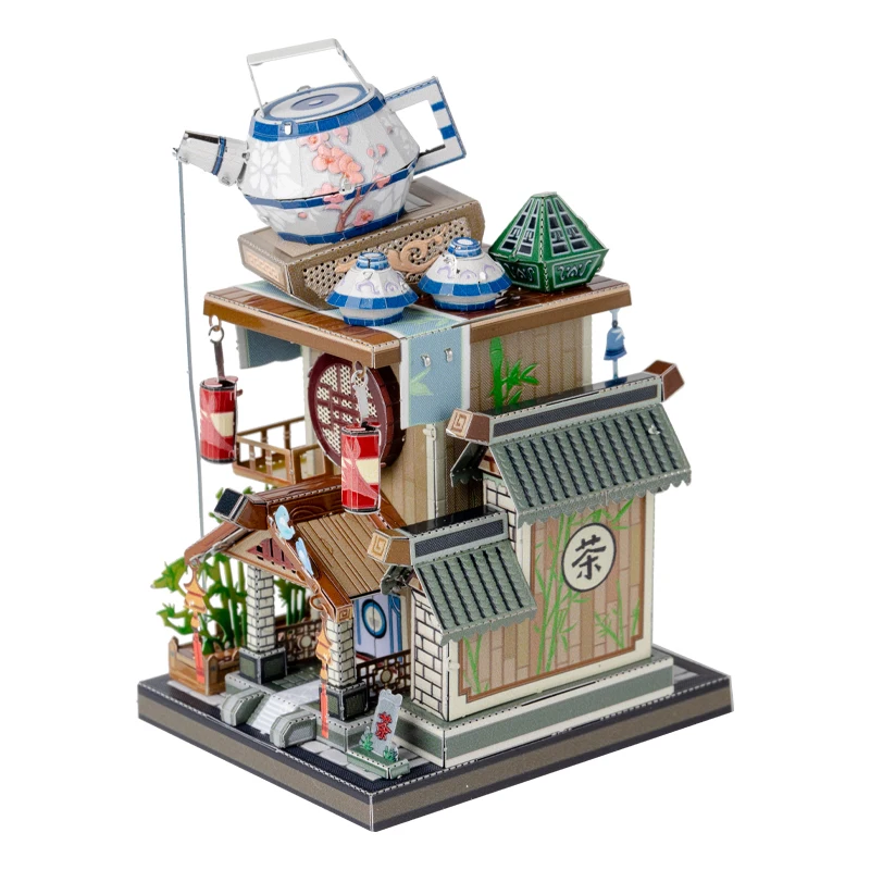 Art Model MU 3D Metal Puzzle Art Tour China Teahouse building model DIY 3D Laser Cut Assemble Jigsaw Toys GIFT For children