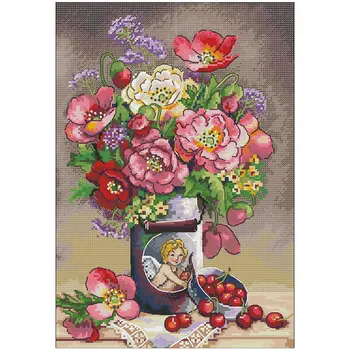 

Cupid's flowers patterns Counted Cross Stitch 11CT 14CT 18CT DIY Cross Stitch Kits Embroidery Needlework Sets home decor