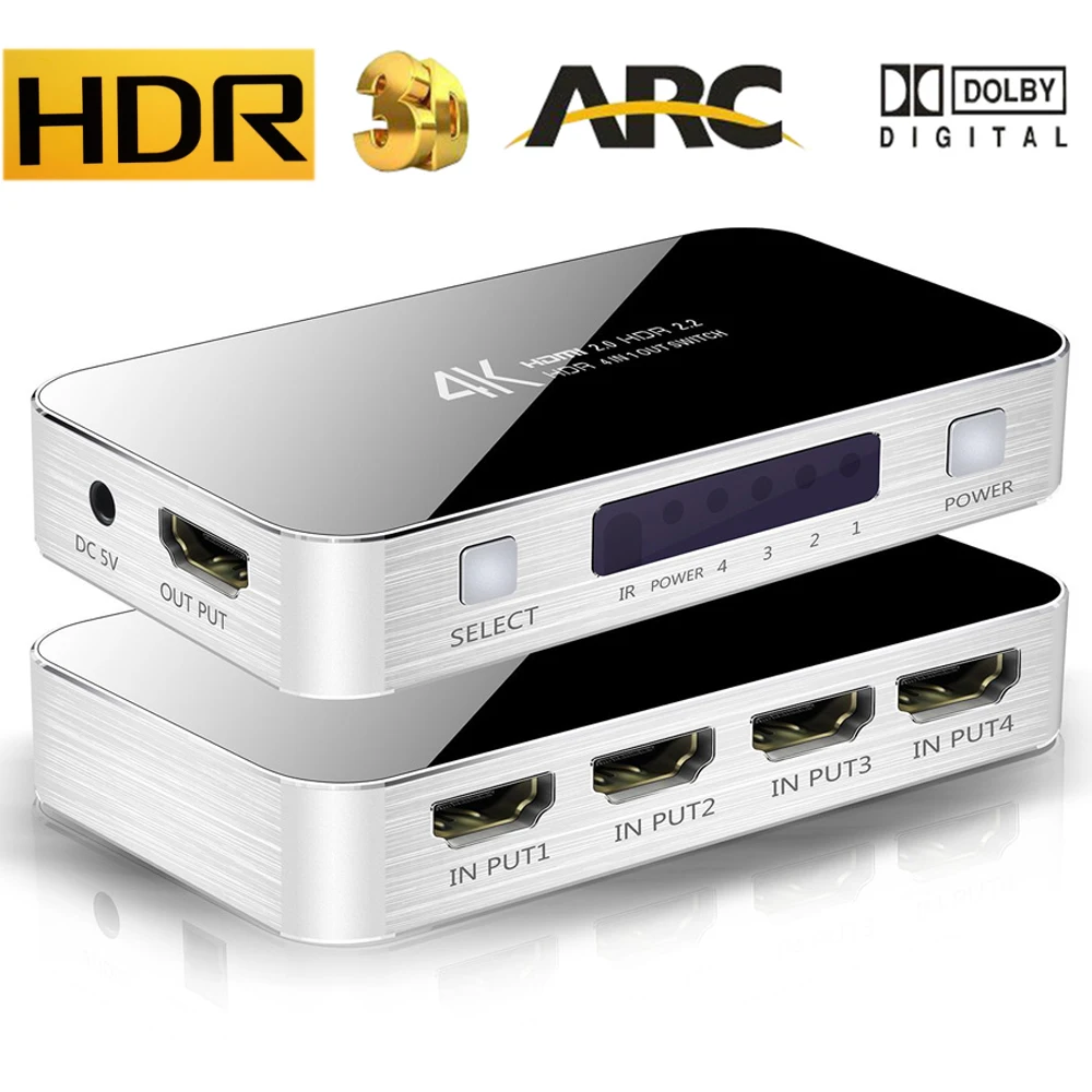 Аудиовыключатель 4K HDMI с аудио экстрактором переключатель функцией ARC выход 4 в 1