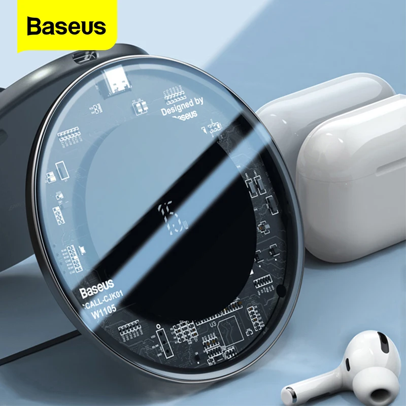Беспроводное зарядное устройство Baseus Qi для Airpods Pro iPhone 11 X Max 15 Вт быстрая