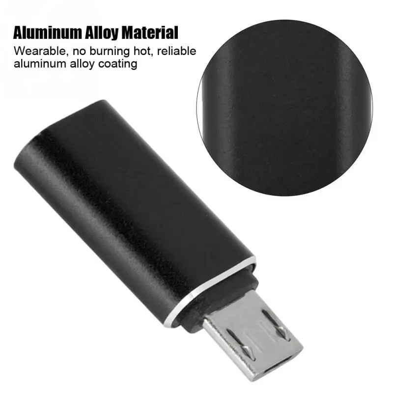 NEW 2 PCS USB3.0 Type-C Female to Micro usb Male Mobile Phone Adapter for Android Type-C to USB3.0 Phone Charging Converter - Color: Black