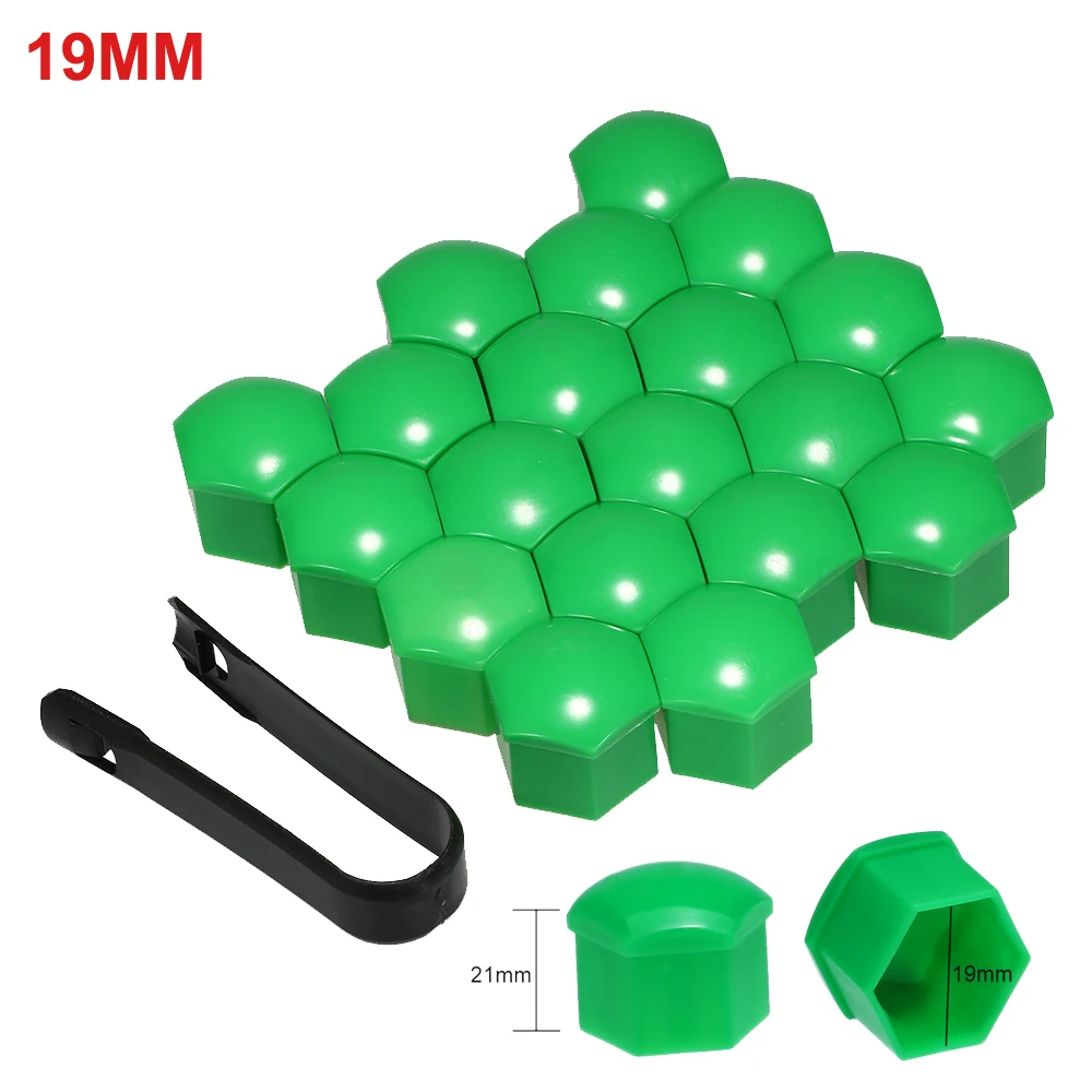 19mm green 20 штук 17/19 мм подшипник ступицы колеса для автомобиля(наконечники гайки Болты диски пылезащитный чехол Защитный Кепки винты с шестигранным углублением под ключ хром винт для шин болты для колес - Название цвета: 19mm green