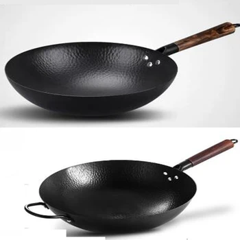 

High Quality Iron Wok Traditional Handmade Iron Wok Non-stick Pan Non-coating Gas Cooker Cookware
