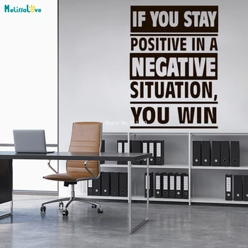 

If You Sat Positive In A Negative Sityation You Win Wall Decals Inspirational Lettering Motivation Office Vinyl Sticker YT4120