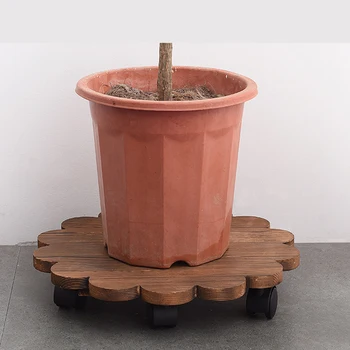 

plant stand Planter Trolley Flower Pot Stand flower pot cart Round Removable solid wood with Wheels Solid wood flower pot holder