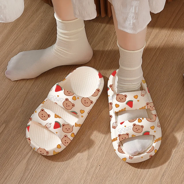 2022 New Summer Women Slippers Soft Platform Open Toe Non-Slip Printing Home Shoes Cartoon Beach Flops Female EVA Indoor Sandals 6