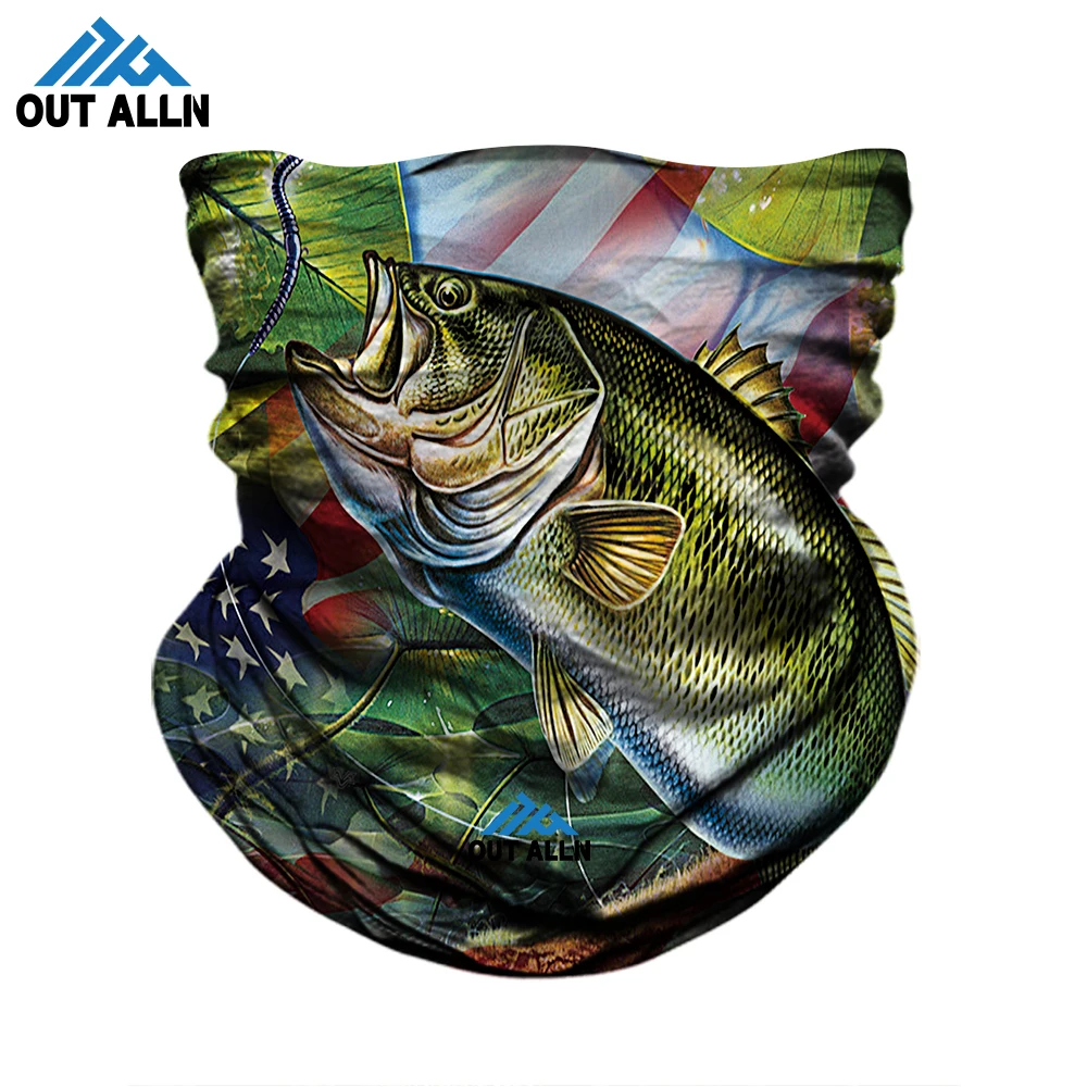

3D Fishing Bandana Tube Fish Face Shield Outdoors Hunting Camping Neck Gaiter Windproof Quick Dry Headband Fisher Headwears Men
