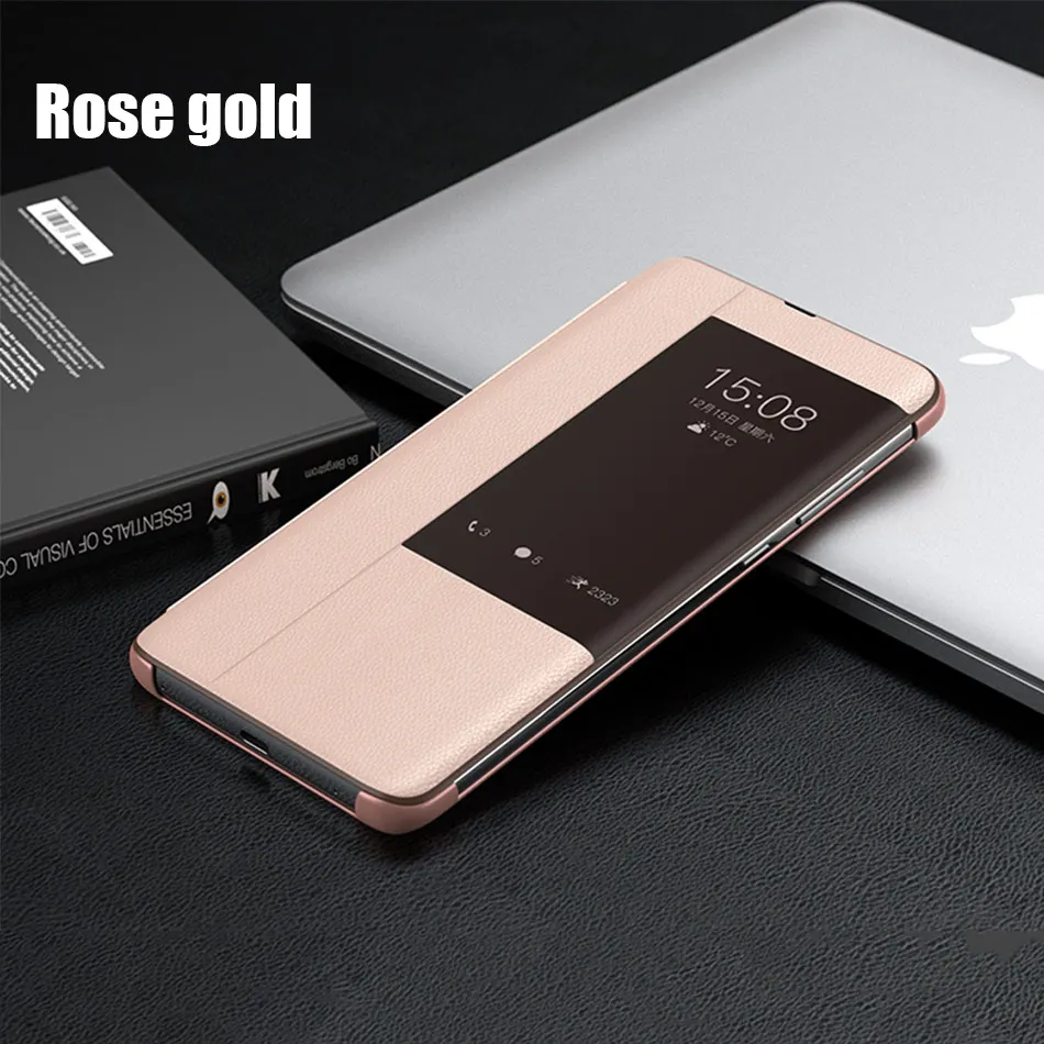 Роскошный кожаный мягкий флип-чехол для huawei mate 10 20 Pro противоударный чехол для huawei mate 20 X Honor 8x Smart View чехол - Цвет: Rose gold