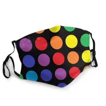 

Rainbow Polka Dots Black Unisex Reusable Face Mask Printed Dust Mask Protection Cover Respirator Mouth Muffle