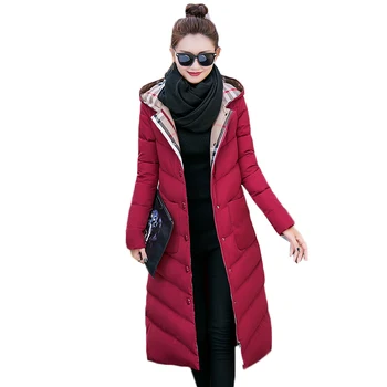 

Women's Winter Long Jacket Women Parka 2019 New Thicken Warm Hooded Cotton Padded Jacket Plus Size Female Winter Outwear W1381