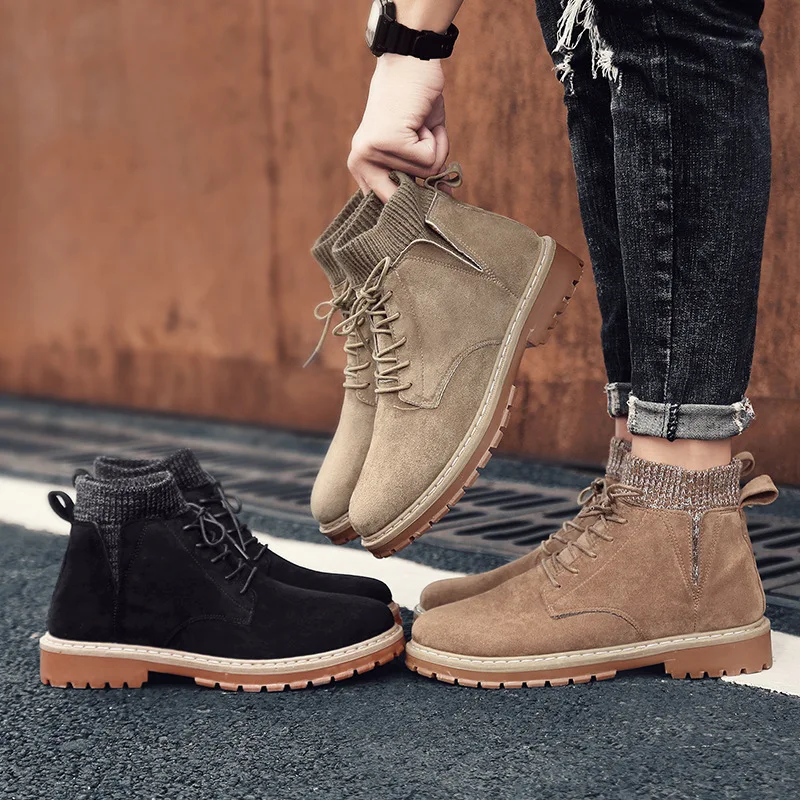 

Martin Boots Male High Help Wear-resisting Work Clothes All-match Boots Trend Boots In Help Male Shoe Kick No Rotten Chinese