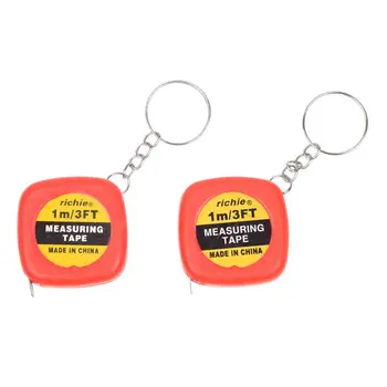 

2 Pcs Multifunction Red Case 1 Meter 3 Feet Mini Tape Measure w Key Ring