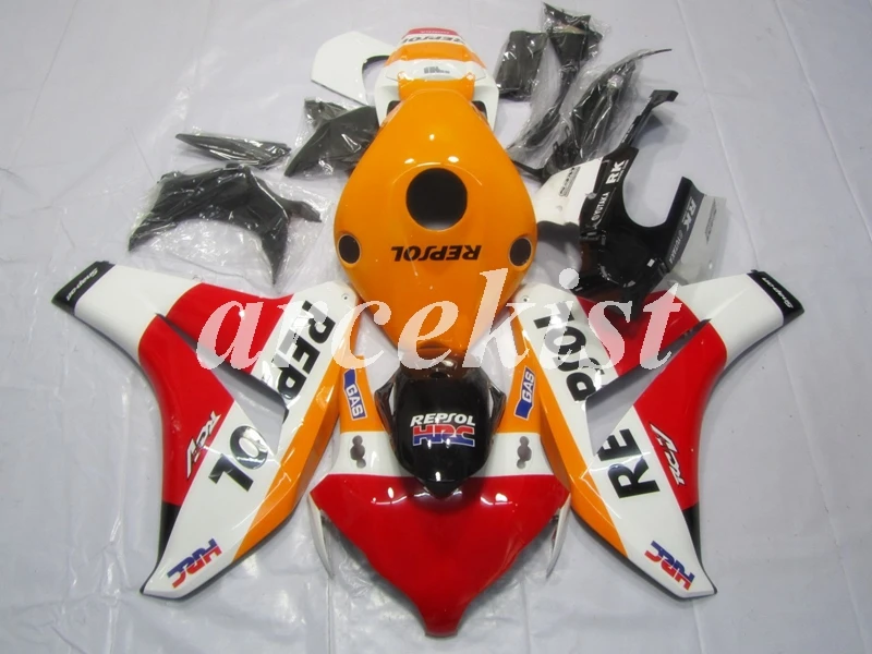 ABS литья под давлением мотоцикл обтекатели комплект Подходит для Honda CBR1000RR 08 09 10 11 2008-2011 набор кузова оранжевый красный