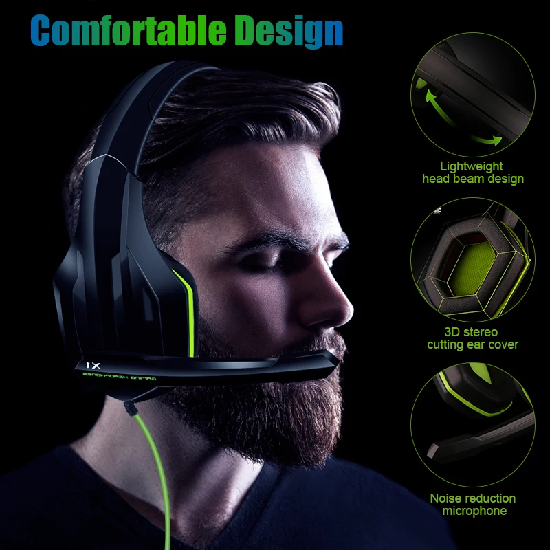 Over ear Computer Gaming Headset Professional Gamer Headphone Super Bass with Microphone Stereo Wired Headphones for PC PS4 Xbox