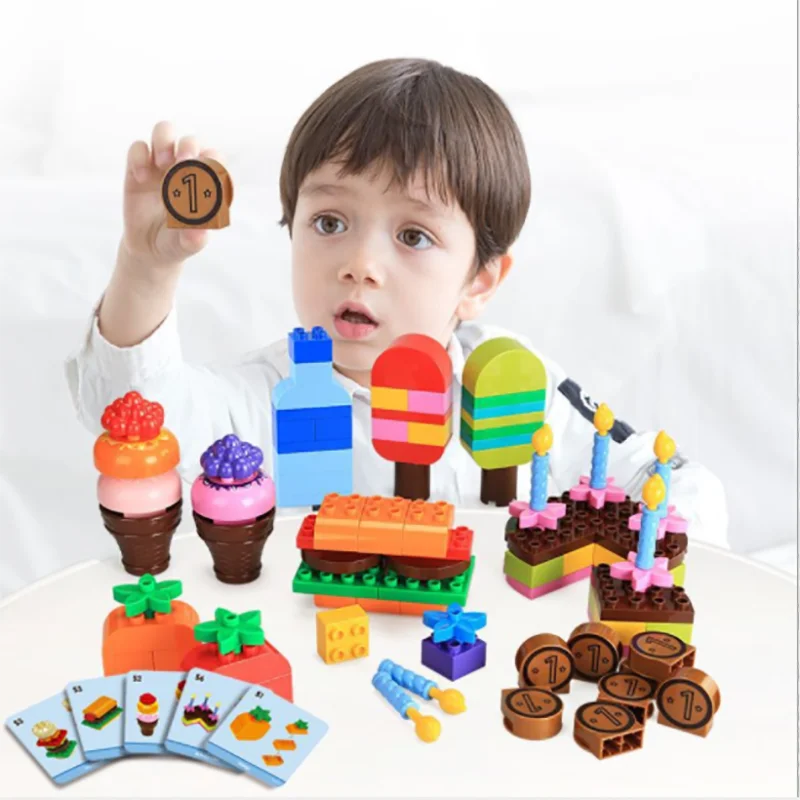 

For LEGOing Duplo Large Particles Colourful Blocks Set Delicious Picnic Food Coin Cards Educational Babys Toys Bricks Duplo