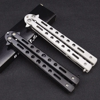 

Folding knife Butterfly Style Dull Blade Stainless Steel Training Knife Tool Practical Outdoor Sports Tool