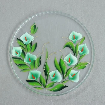 

Tray "Calla lilies on black" art painting 28 cm, white matt 4852761