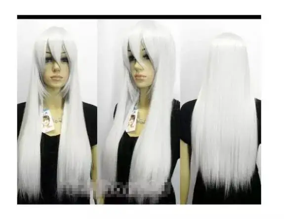 Zhaoxia++ 03677@ Q8@*++ модный серебряный белый женский длинный прямой парик для косплея