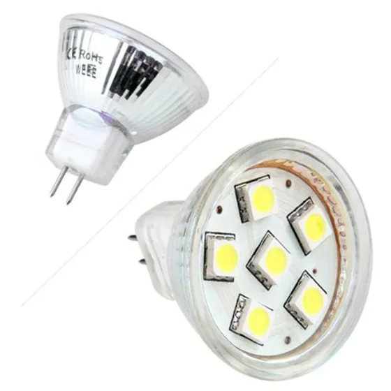 GU4 MR11 DC 12V 6 SMD 5050 Светодиодный светильник лампы 6000 K-белый