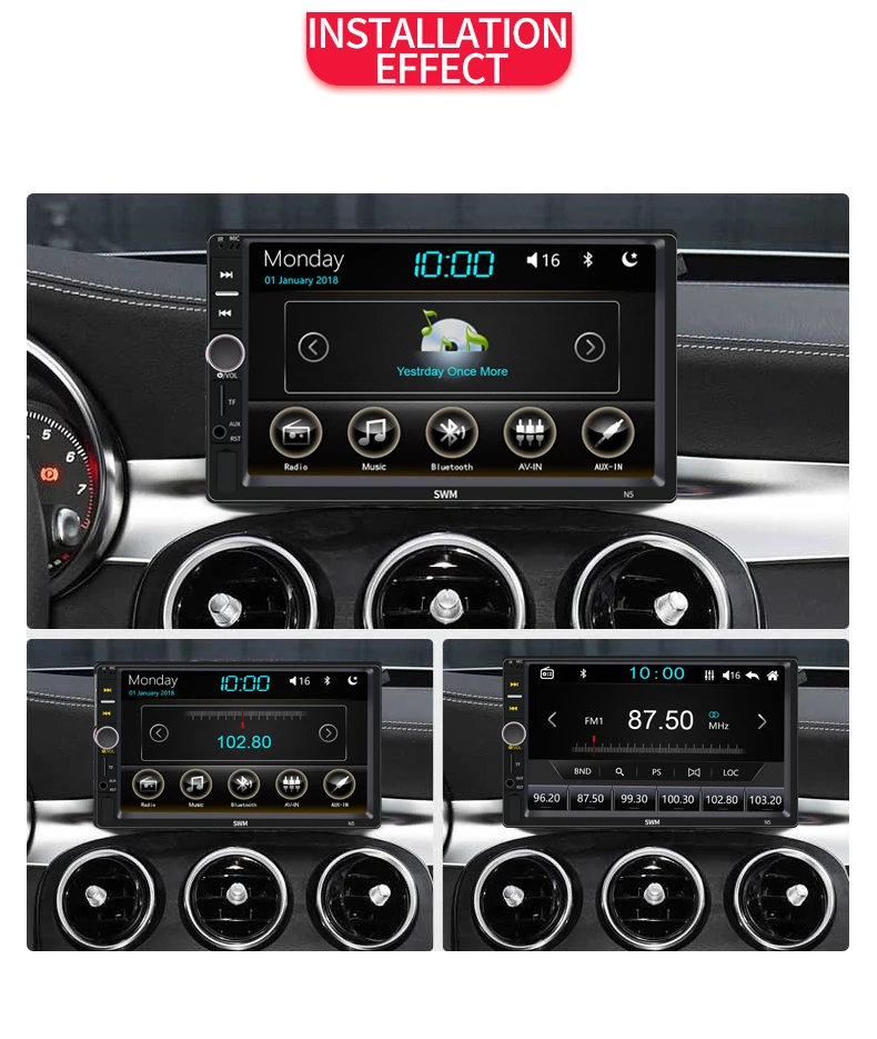 Универсальный 2 din Автомобильный мультимедийный плеер авторадио стерео " сенсорный экран видео MP5 плеер Автомобильный резервная камера