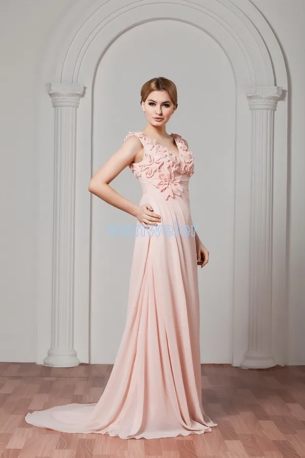 Горячая Распродажа дизайн на заказ ручной работы цветок vestido de noiva шифон Длинного размера плюс платье для выпускного подружки невесты