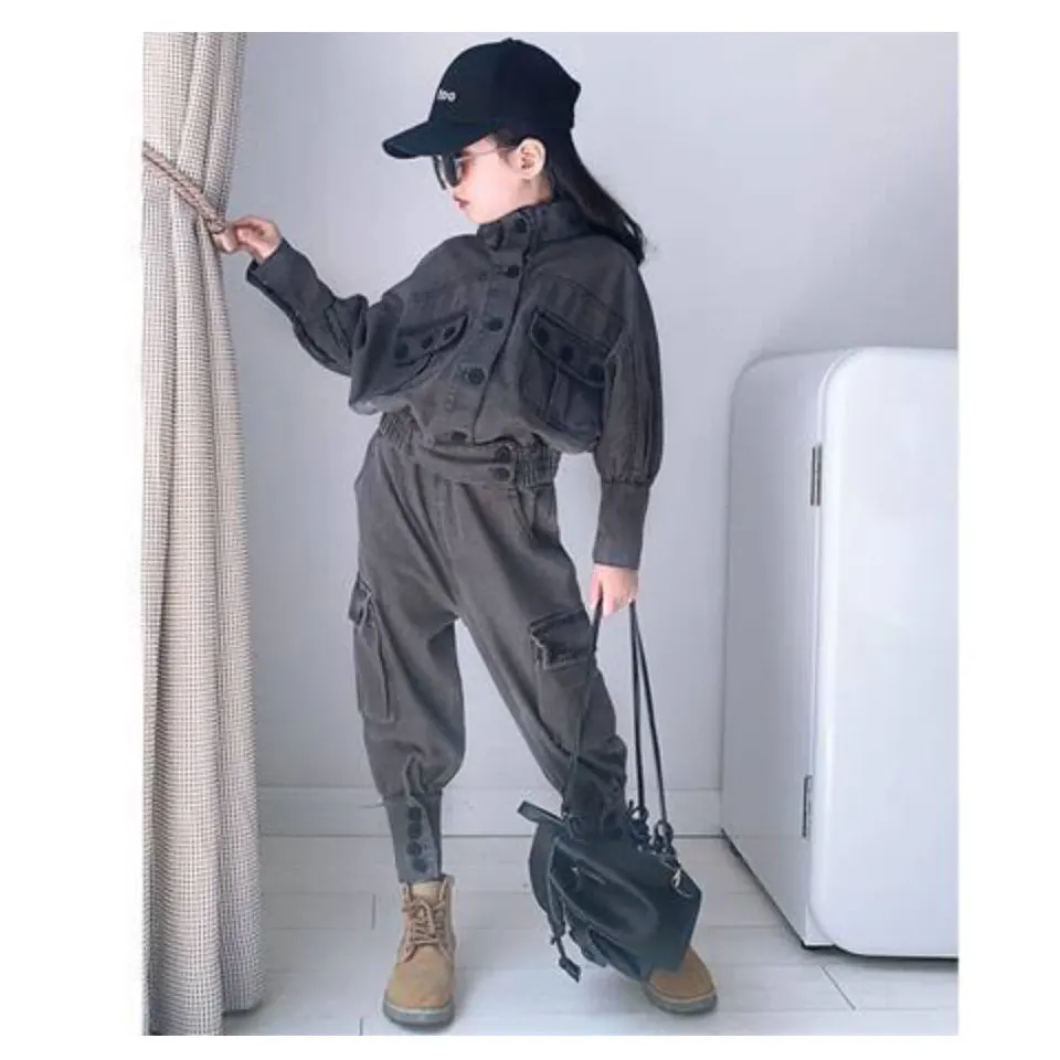 Весенние комплекты одежды для девочек 2020 Джинсовые Костюмы маленьких детская