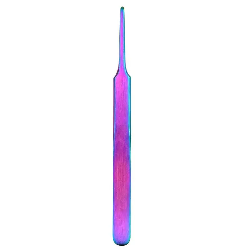3 Rainbow Stainless Steel Precision Tweezers Curved Straight Rhinestones Picker Eyebrow Eyelash Nipper Clip Manicure Nail Art Tool - Цвет: 3