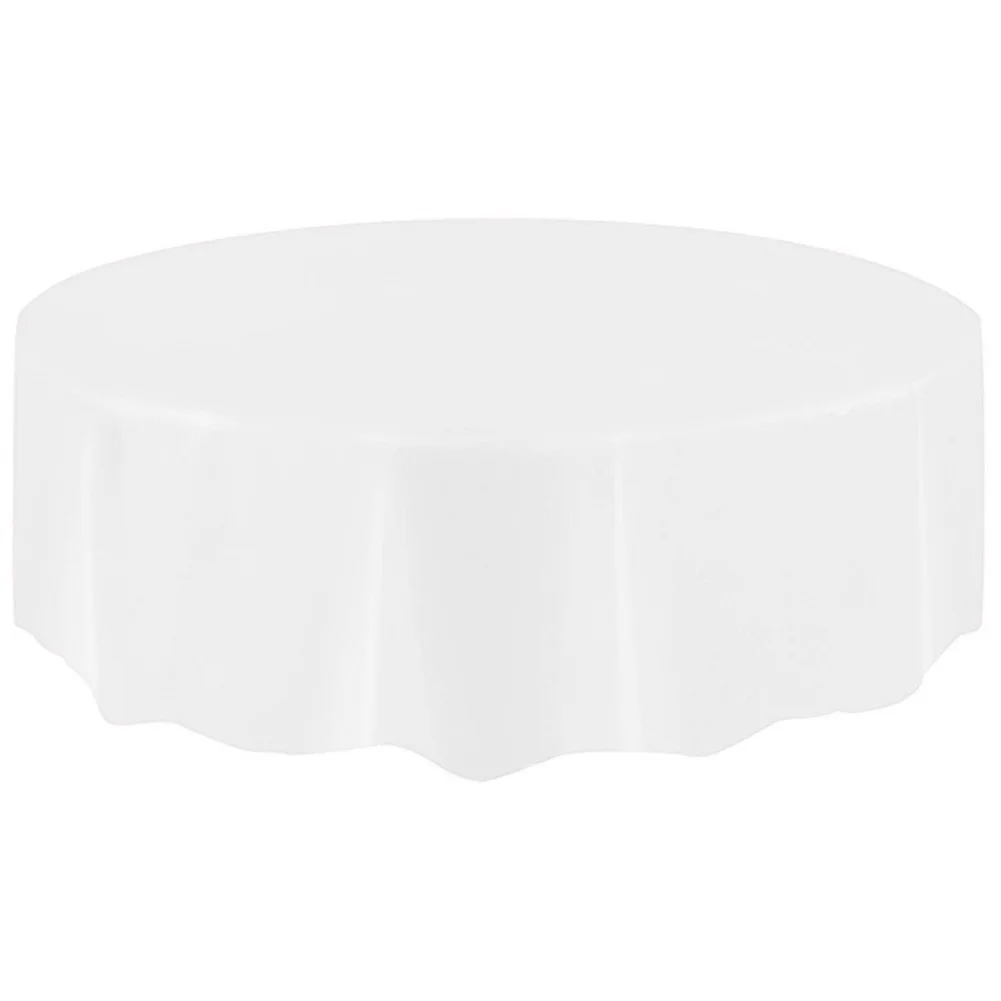 Plastic Circular Table Cloth Cover Disposable Party Home Wipe Clean Tablecloth HKS99 - Цвет: White