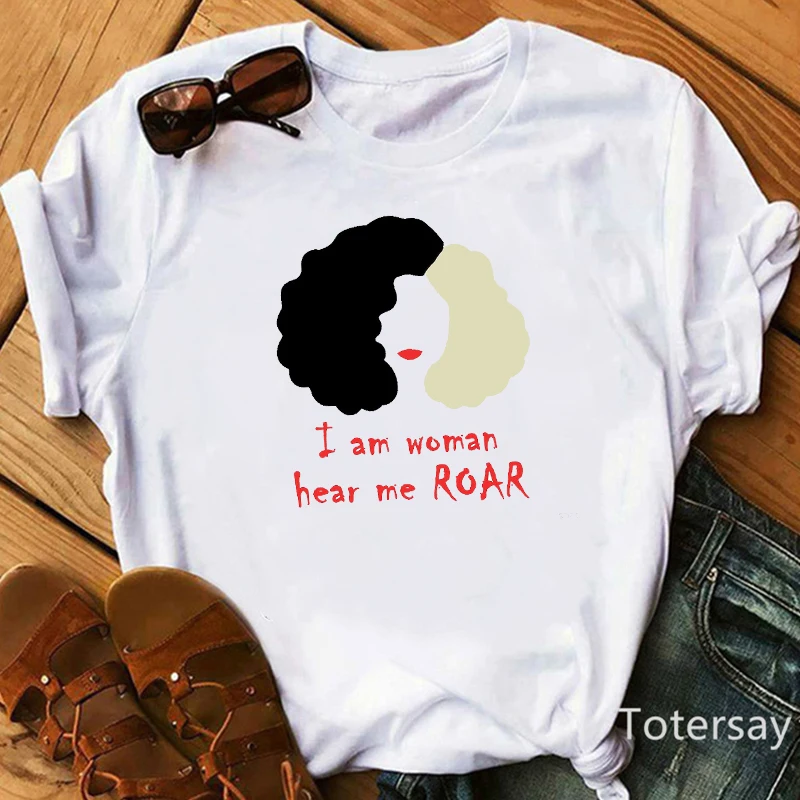 Women T Shirts Cruella De Vil Dogs Graphic T-shirt Female Clothes  Funny Cartoon T shirt Summer Tops Casual Oversized