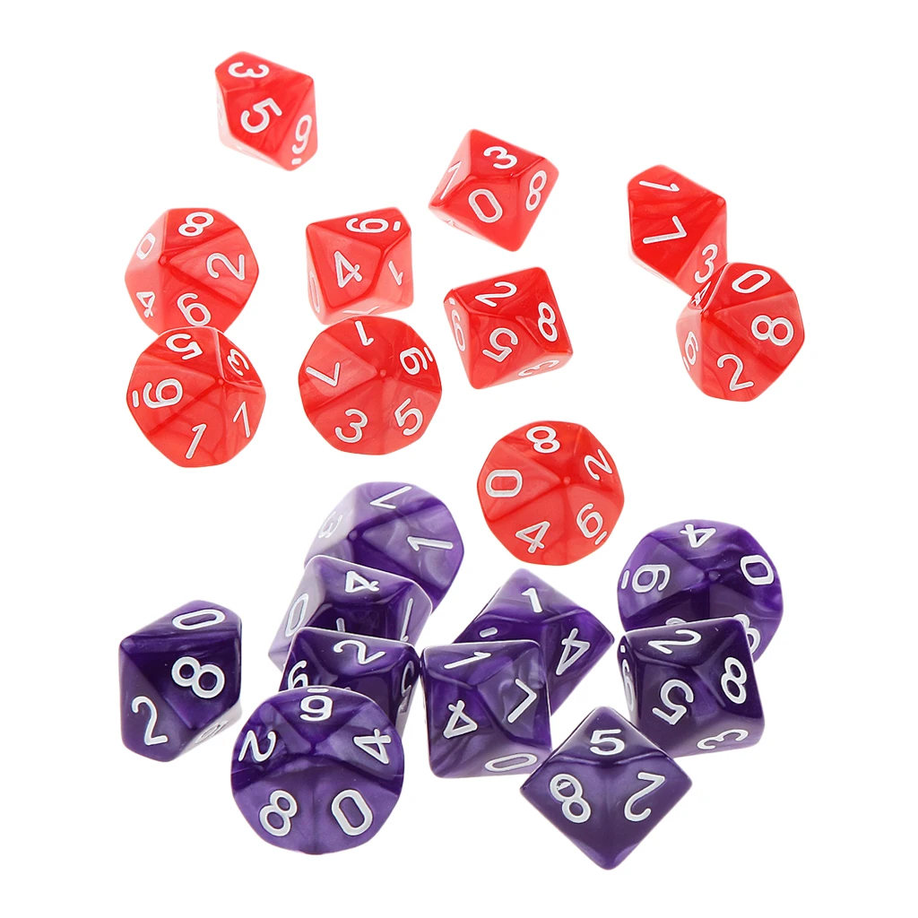 Red and Purple 22mm 20x22 мм десять сторонних игральных костей D10 для игры в подземелья D&D TRPG ролевые игры игрушки вечерние игральные игры Кубики игры цифровые кубики - Цвет: Red and Purple 22mm