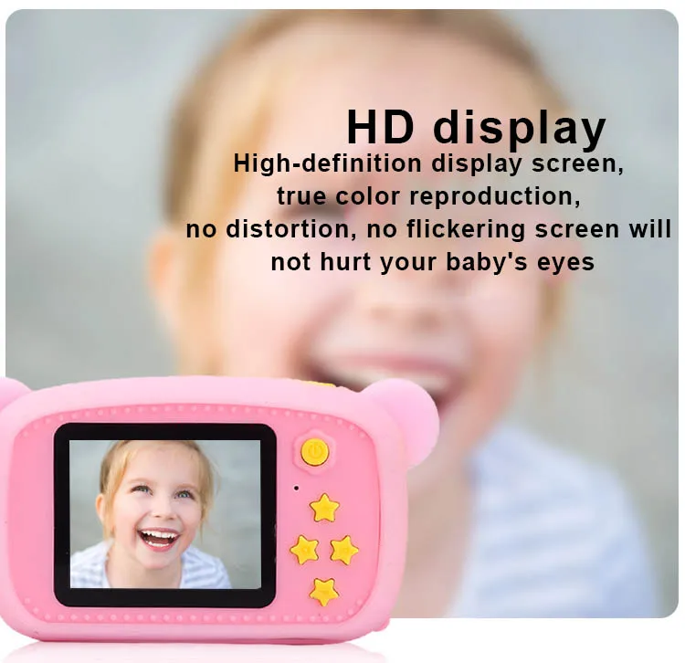 2021 New Portable Children 13MP HD Digital Camera Cute Cartoon 2 Inches IPS Screen Mini Portable SLR Camera Toy Kid Gift