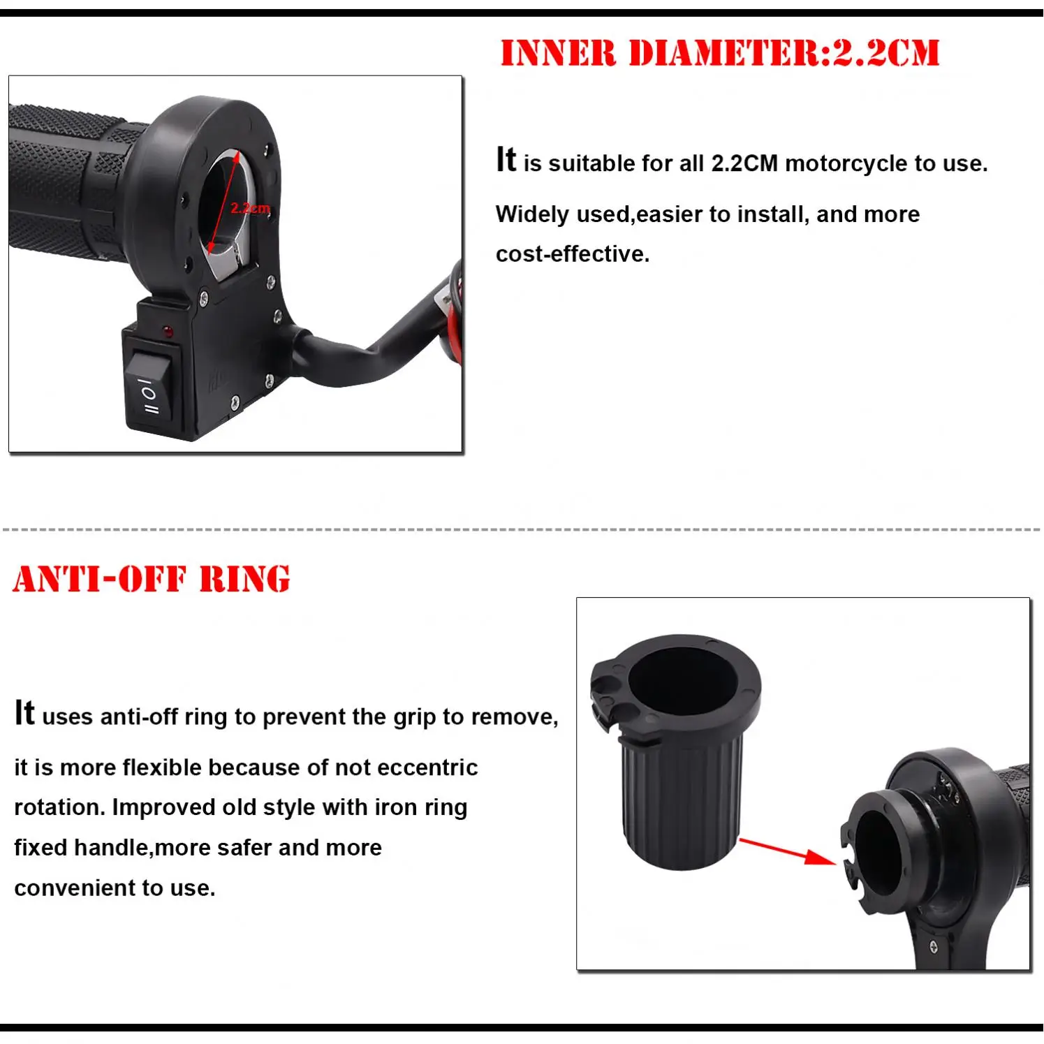 1 Pair 12V 25W 22MM Motorcycle Universal Temperature Electric Heated Handle with Adjustable Switch and Accelerator Cards Pieces